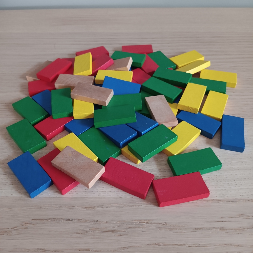 61 Pcs Wooden Color Domino Building Blocks Toy